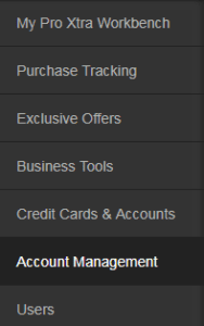 View your assignment code in the account management menu at Home Depot Pro Xtra