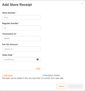 Add a receipt to your pro account