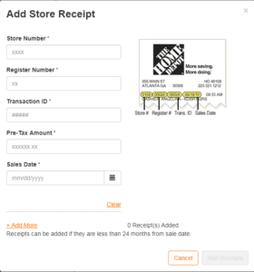Add purchases made at the store to Home Depot Pro Account